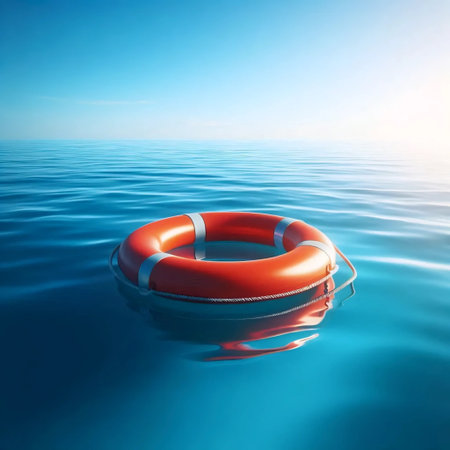 A lifebuoy on calm waters, Ai generated image