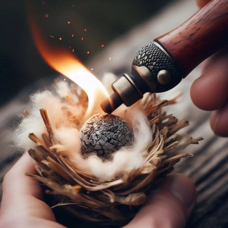 A fire piston creating an ember, Ai generated image