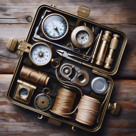 A parachute emergency kit opened