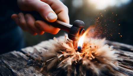 A fire piston creating an ember, Ai generated image