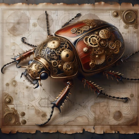 A gear-work scarab beetle, Ai generated image
