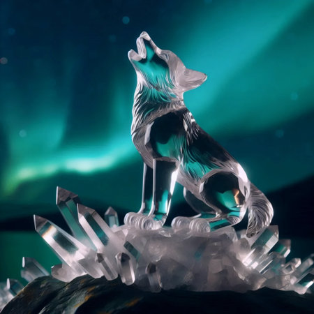 A quartz wolf pup, Ai generated image