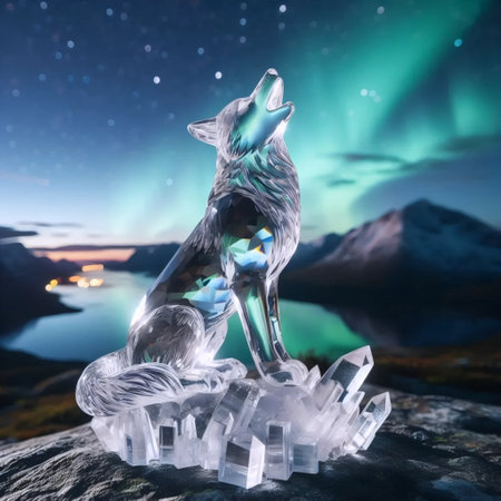 A quartz wolf pup, Ai generated imageの写真素材