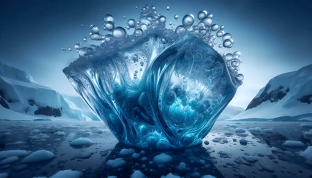 Abstract wallpaper with liquid glass effect, Ai generated imageの写真素材