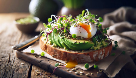 A microgreens on a breakfast toast, Ai generated image