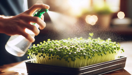 A microgreens misting spray, Ai generated image