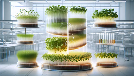 A microgreens growth time-lapse concept, Ai generated image