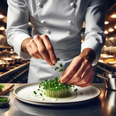 A microgreens in restaurant cuisine, Ai generated image