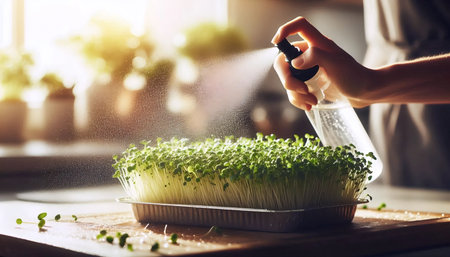 A microgreens misting spray, Ai generated image