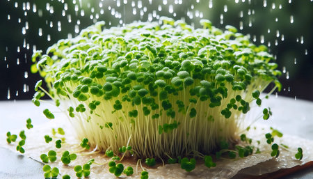 A peppery cress microgreens cluster, Ai generated image