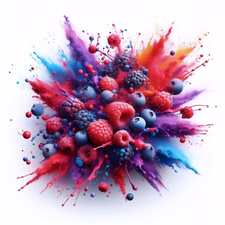 A berry splatter painting effect, Ai generated imageの写真素材