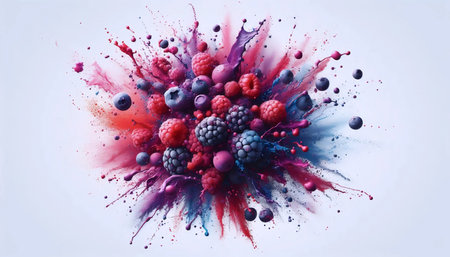 A berry splatter painting effect, Ai generated image
