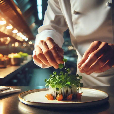 A microgreens in restaurant cuisine, Ai generated imageの写真素材