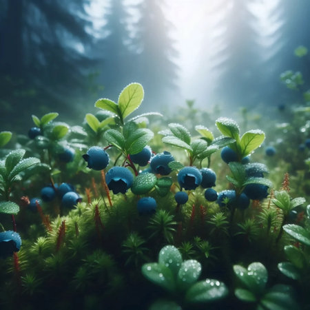 A wild blueberry patch, Ai generated imageの写真素材