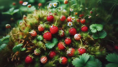 A wild strawberry treasure, Ai generated image