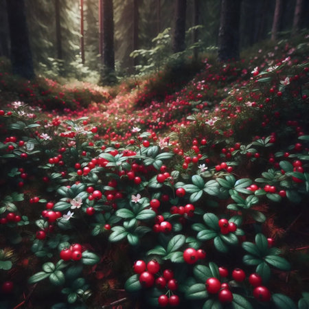 A lingonberry carpet spread, Ai generated image