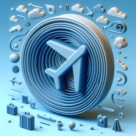 A neumorphic airplane icon, AI generated image