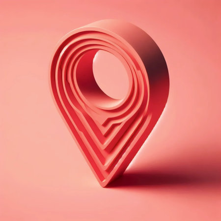 A neumorphic location pin icon, AI generated image