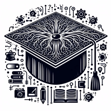 A neumorphic graduation cap icon, AI generated image