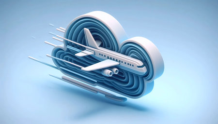 A neumorphic airplane icon, AI generated image