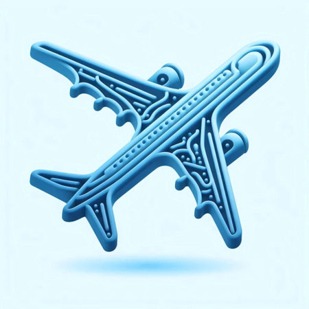 A neumorphic airplane icon, AI generated image