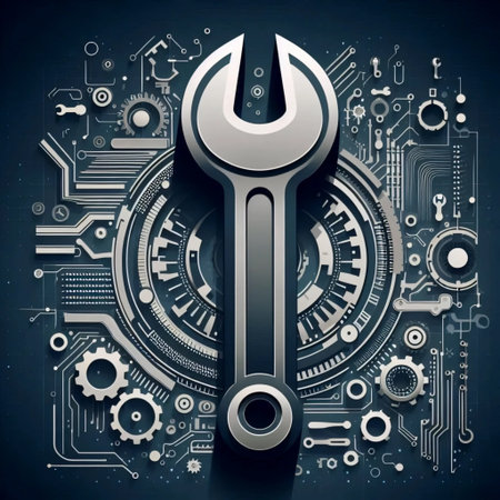 A neumorphic wrench tool icon, AI generated imageの写真素材
