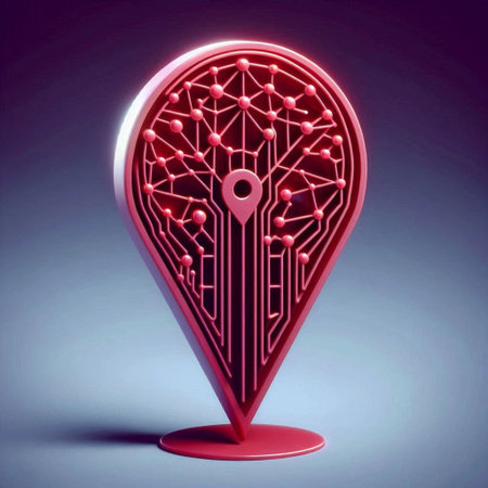 A neumorphic location pin icon, AI generated image