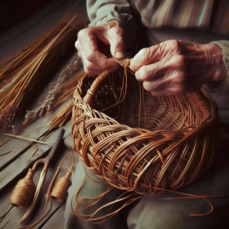 Weaving harvest basket