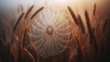 Dew on spiderweb, Ai generated image