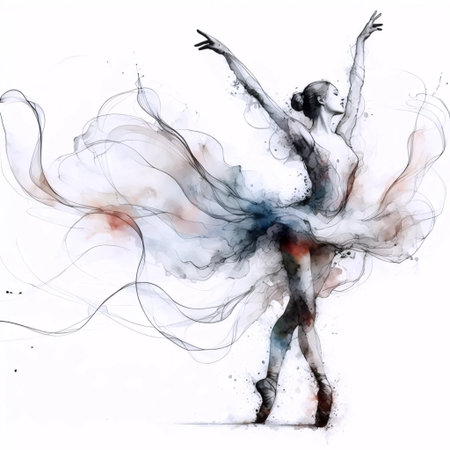Watercolor ballerina in mid-air leap, Ai generated imageの写真素材