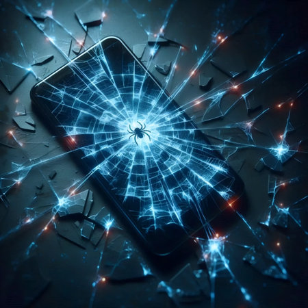 A shattered smartphone screen, Ai generated image