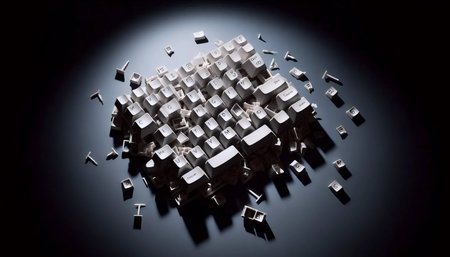 A keyboard with missing keys, Ai generated imageの写真素材