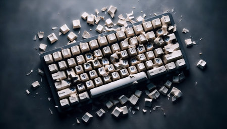 A keyboard with missing keys, Ai generated image