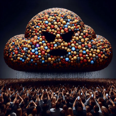 A swarm of toxic emojis, Ai generated image