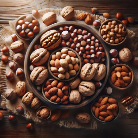 A bountiful nut harvest collection, Ai generated image