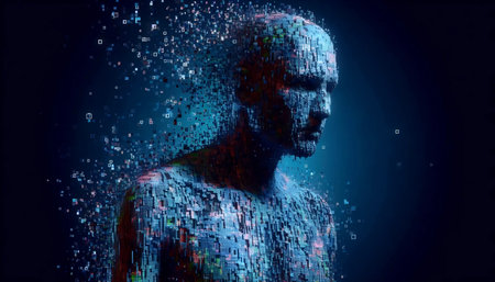 Glitching digital portrait, Ai generated image