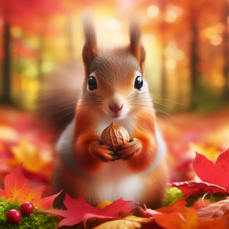 A squirrels nut treasure, Ai generated imageの写真素材