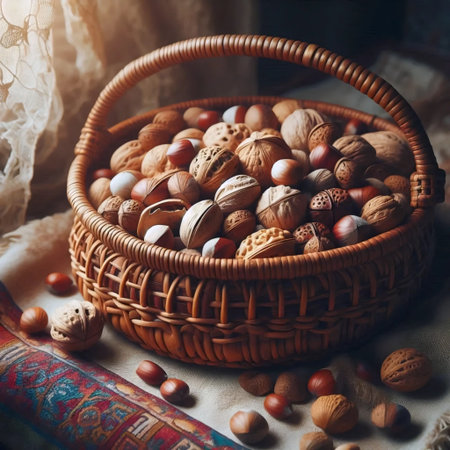 A nut basket, AI generated imageの写真素材
