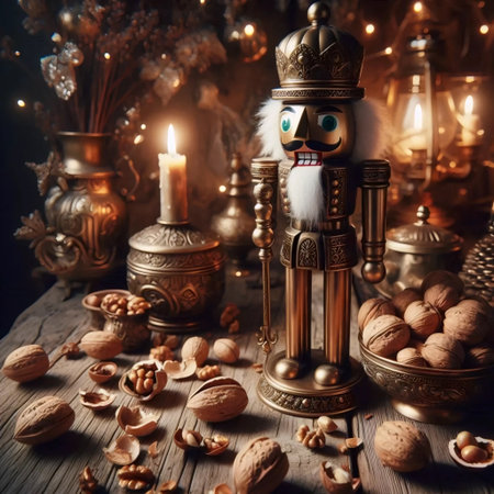 A vintage nutcracker still life, Ai generated image