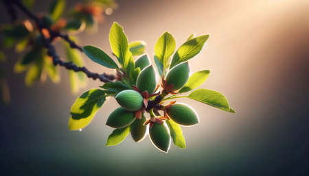 A fresh almond cluster, Ai generated image