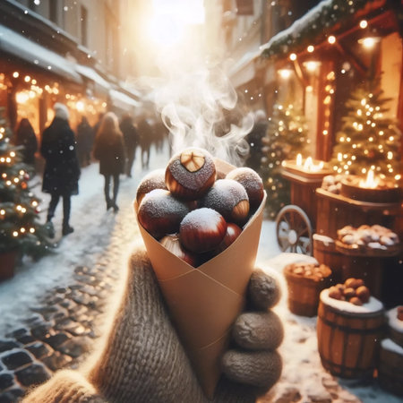 A roasted chestnut winter, Ai generated imageの写真素材
