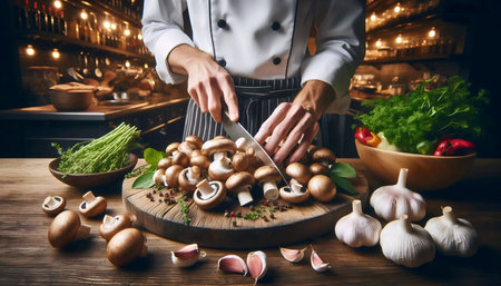 A mushroom culinary preparation, Ai generated imageの写真素材