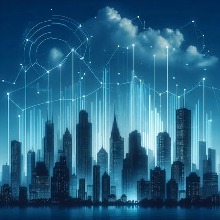Data city skyline, Ai generated image