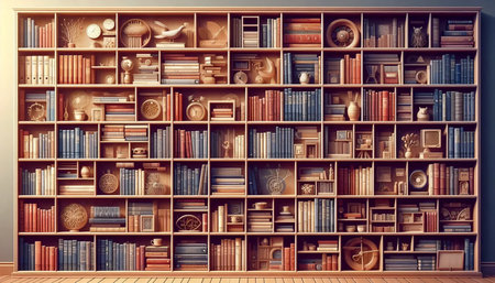 Skill bookcase, Ai generated imageの写真素材