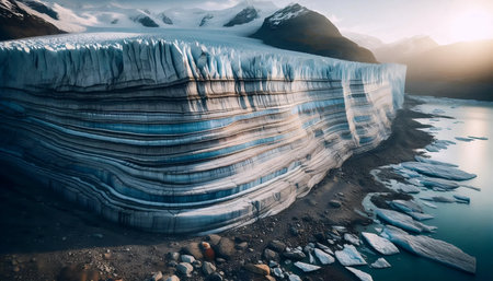Glacier climate timeline, Ai generated image
