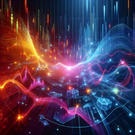 Futuristic 3d charts with neon colors, AI generated image