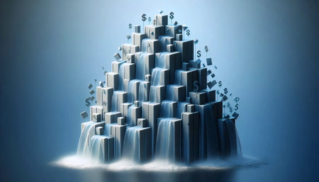 Financial waterfall diagram, Ai generated image