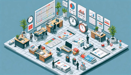 Isometric office dashboard, Ai generated image
