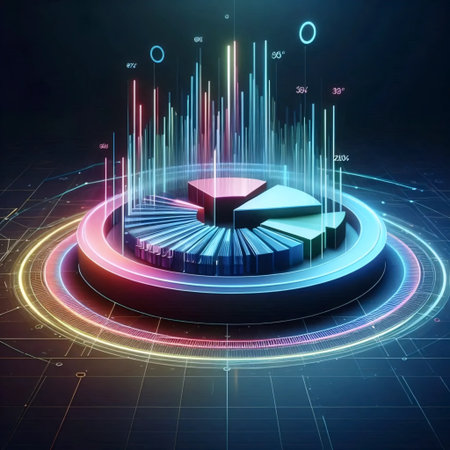 Futuristic pie chart, Ai generated imageの写真素材