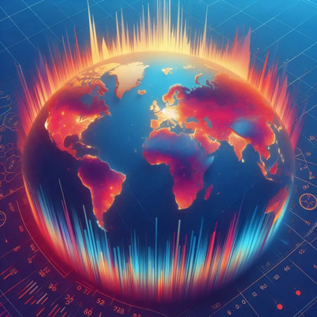 Geographic heat map, Ai generated image